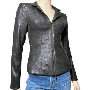 Twenty Cluny Women’s Size 4 Black Shimmery Sequin Double Zipper Jacket